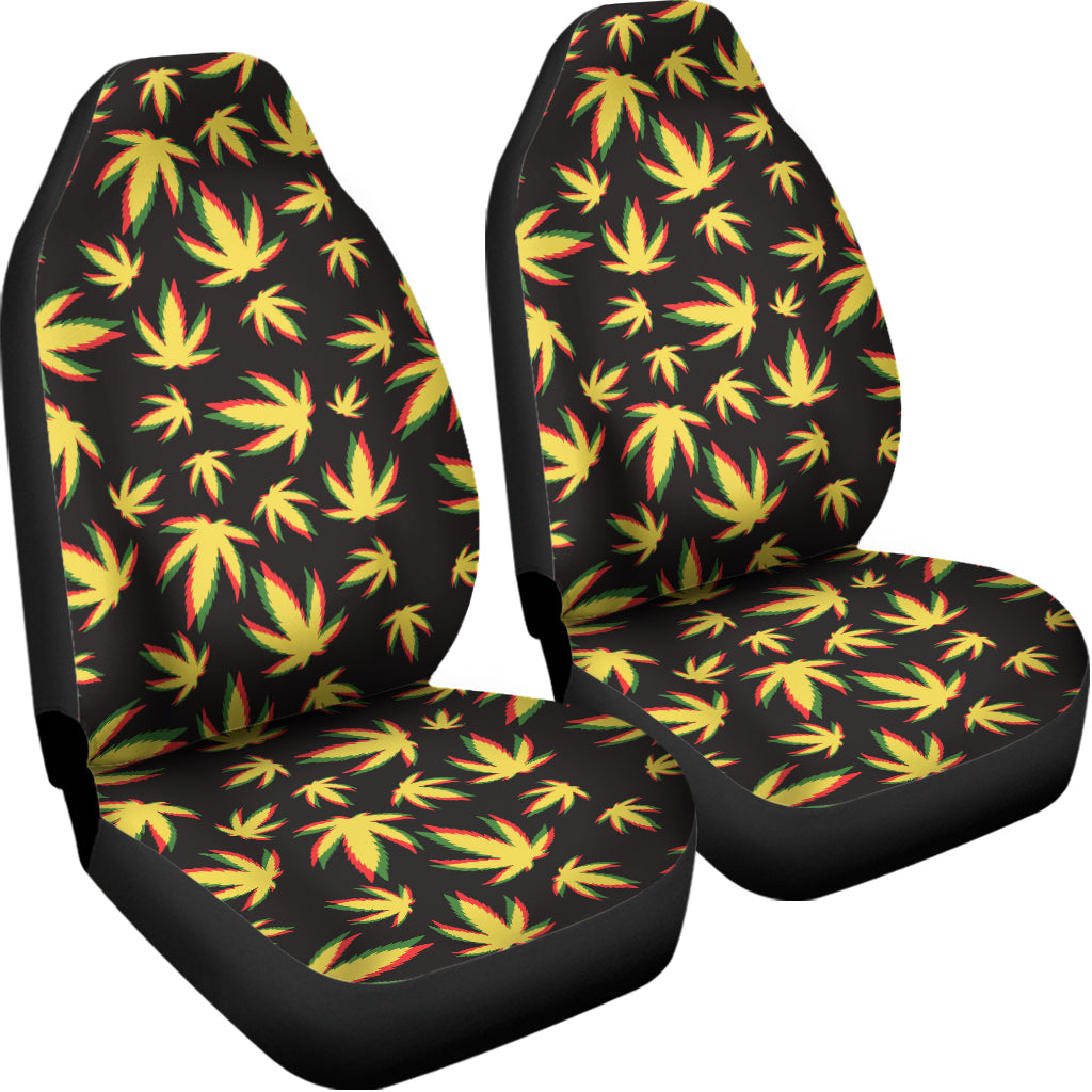 Trippy Weed Leaf Pattern Print Universal Fit Car Seat Covers