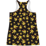 Trippy Weed Leaf Pattern Print Women's Racerback Tank Top
