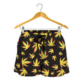 Trippy Weed Leaf Pattern Print Women's Shorts