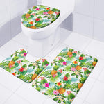 Tropical Aloha Pineapple Pattern Print 3 Piece Bath Mat Set