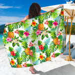 Tropical Aloha Pineapple Pattern Print Beach Sarong Wrap