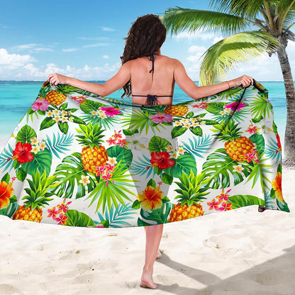 Tropical Aloha Pineapple Pattern Print Beach Sarong Wrap