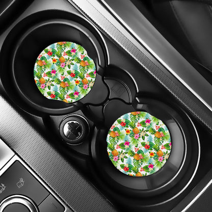 Tropical Aloha Pineapple Pattern Print Car Coasters