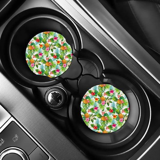 Tropical Aloha Pineapple Pattern Print Car Coasters