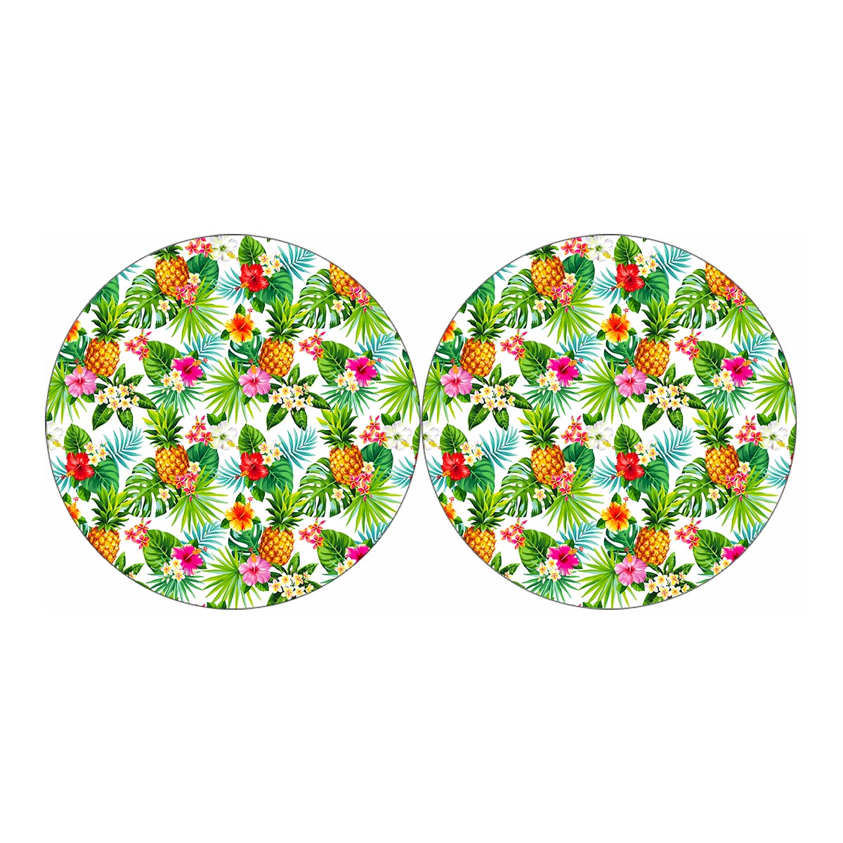 Tropical Aloha Pineapple Pattern Print Car Coasters