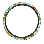 Tropical Aloha Pineapple Pattern Print Car Steering Wheel Cover