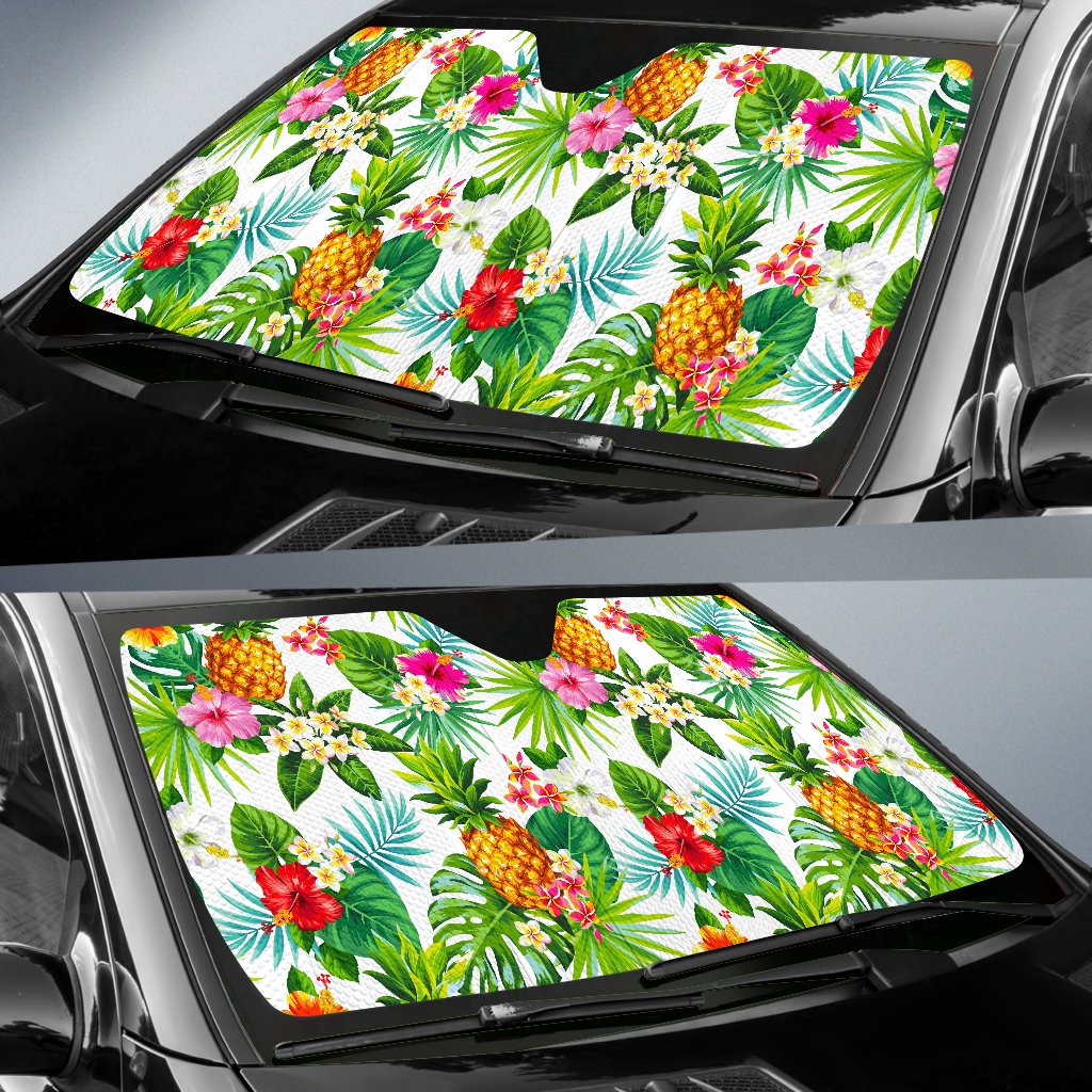 Tropical Aloha Pineapple Pattern Print Car Sun Shade GearFrost