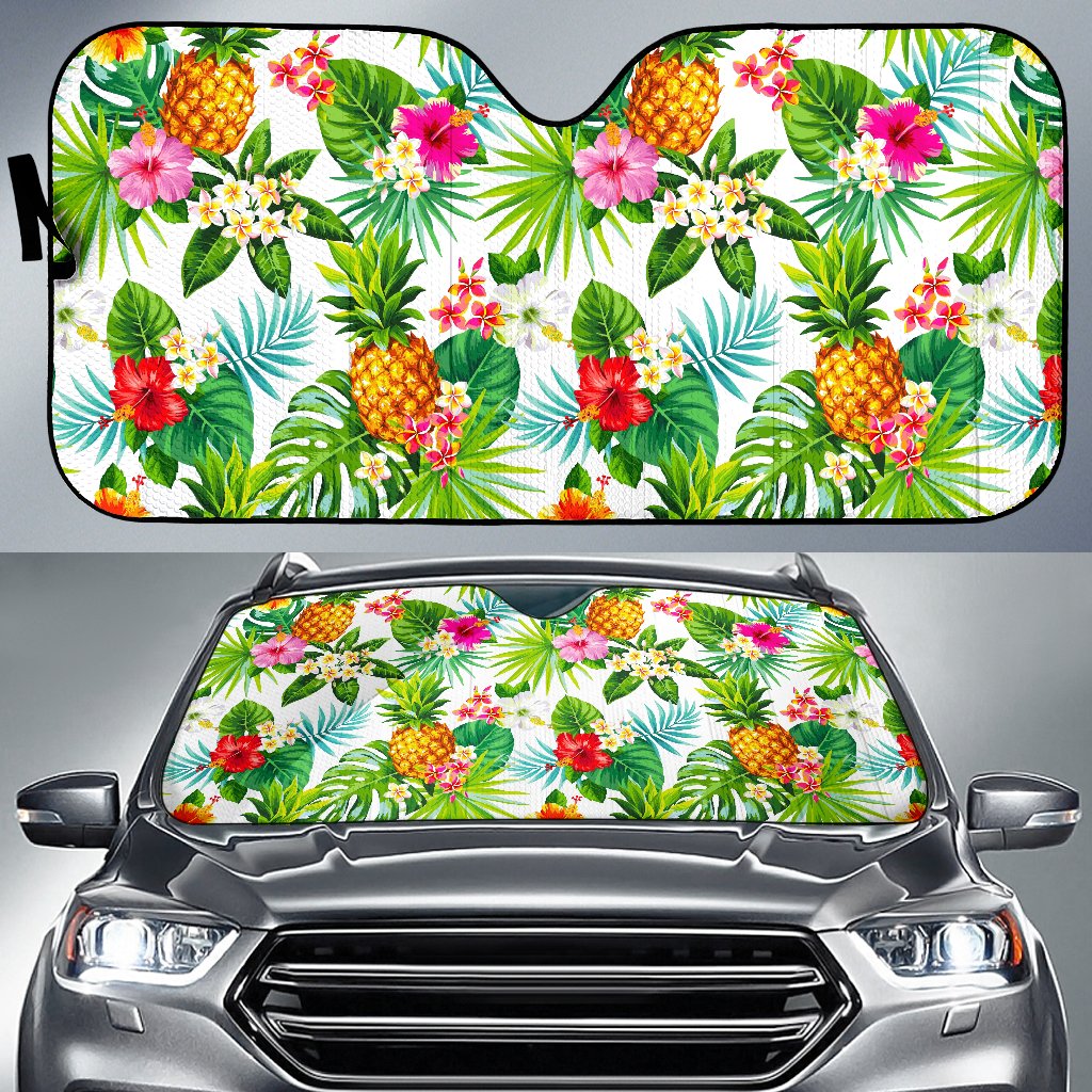 Tropical Aloha Pineapple Pattern Print Car Sun Shade GearFrost