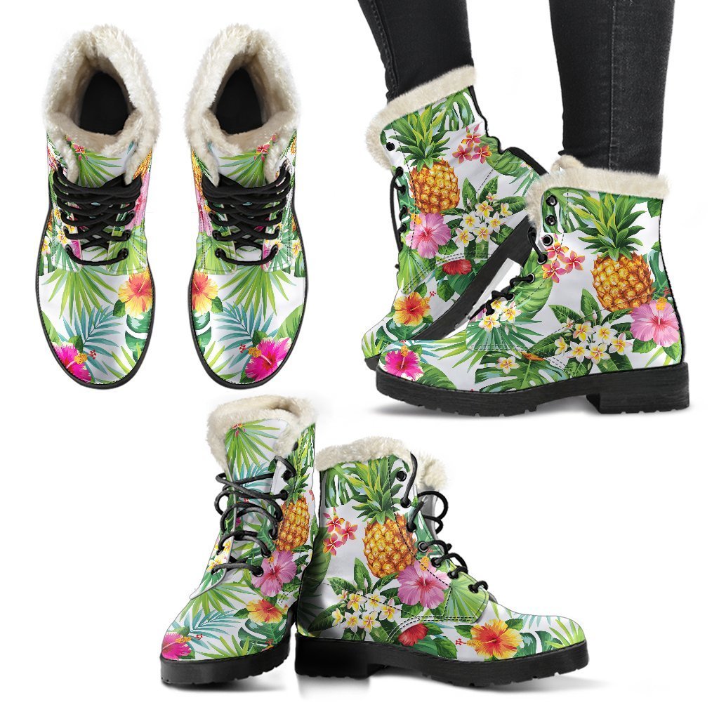 Tropical Aloha Pineapple Pattern Print Comfy Boots GearFrost