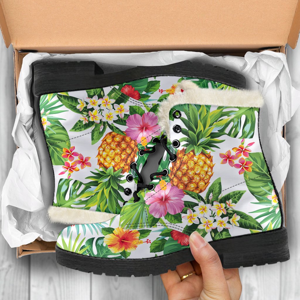 Tropical Aloha Pineapple Pattern Print Comfy Boots GearFrost