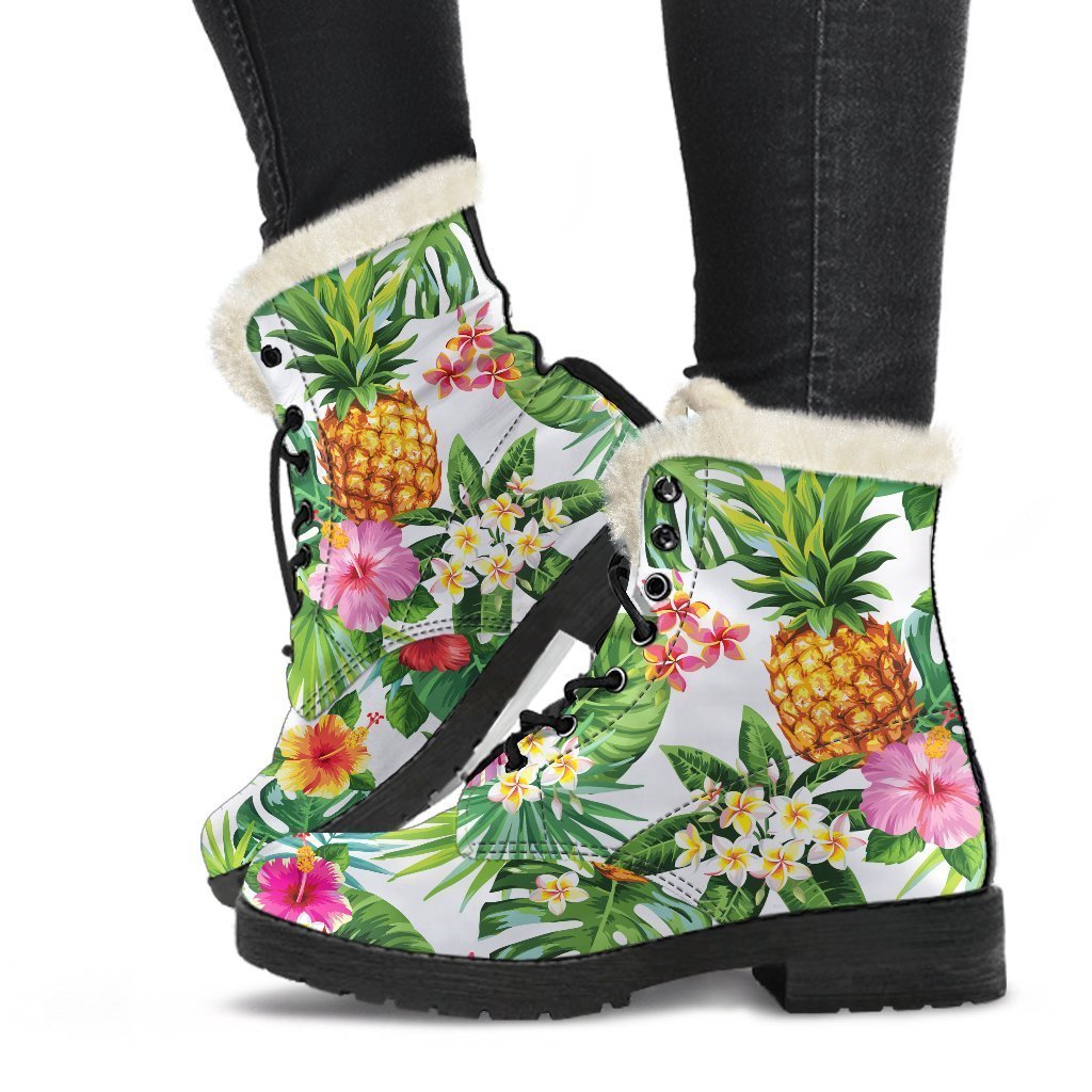 Tropical Aloha Pineapple Pattern Print Comfy Boots GearFrost