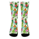 Tropical Aloha Pineapple Pattern Print Crew Socks