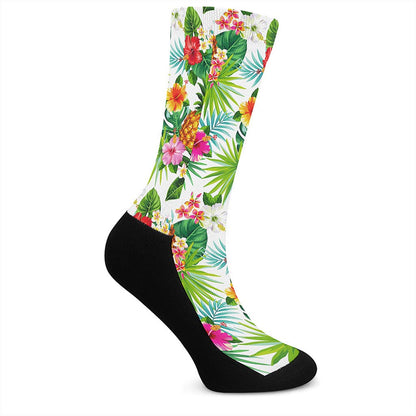 Tropical Aloha Pineapple Pattern Print Crew Socks