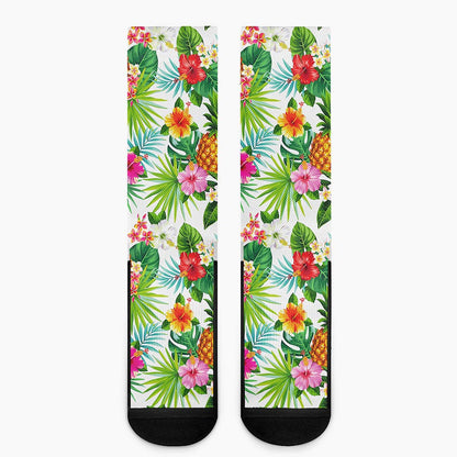 Tropical Aloha Pineapple Pattern Print Crew Socks