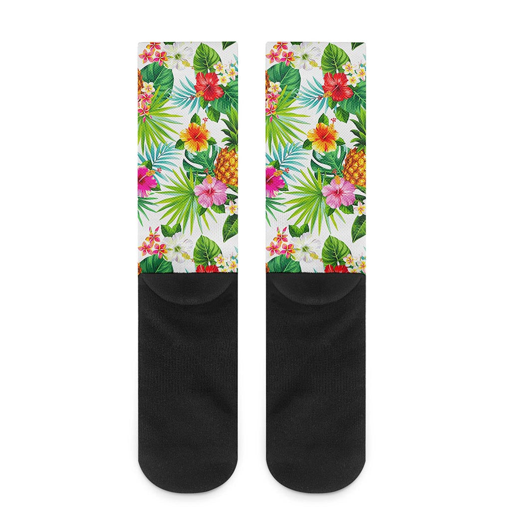 Tropical Aloha Pineapple Pattern Print Crew Socks
