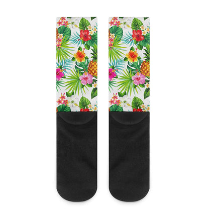 Tropical Aloha Pineapple Pattern Print Crew Socks