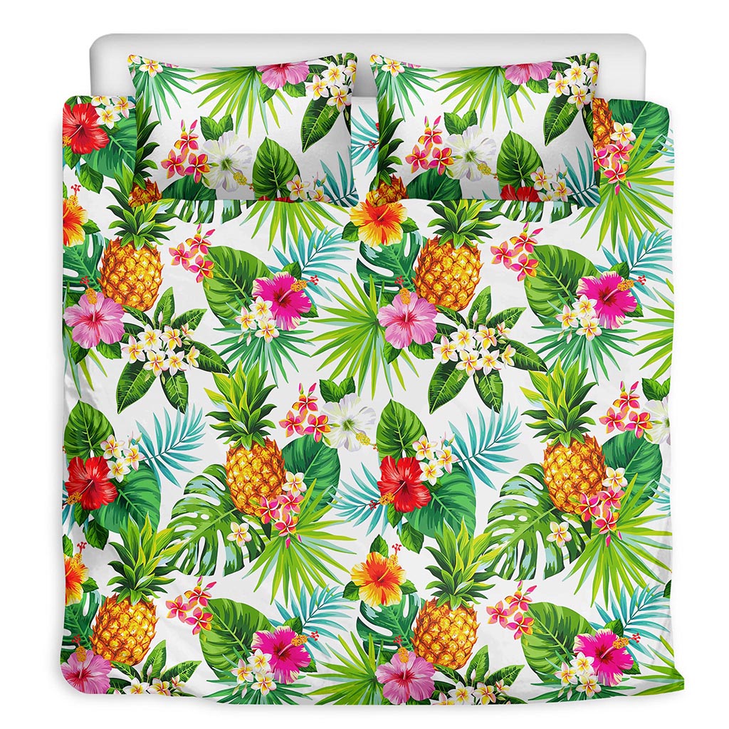 Tropical Aloha Pineapple Pattern Print Duvet Cover Bedding Set