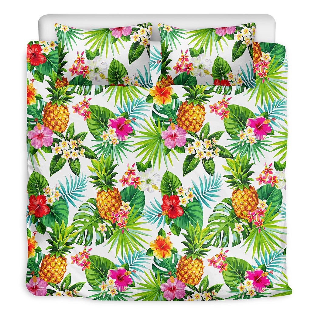 Tropical Aloha Pineapple Pattern Print Duvet Cover Bedding Set
