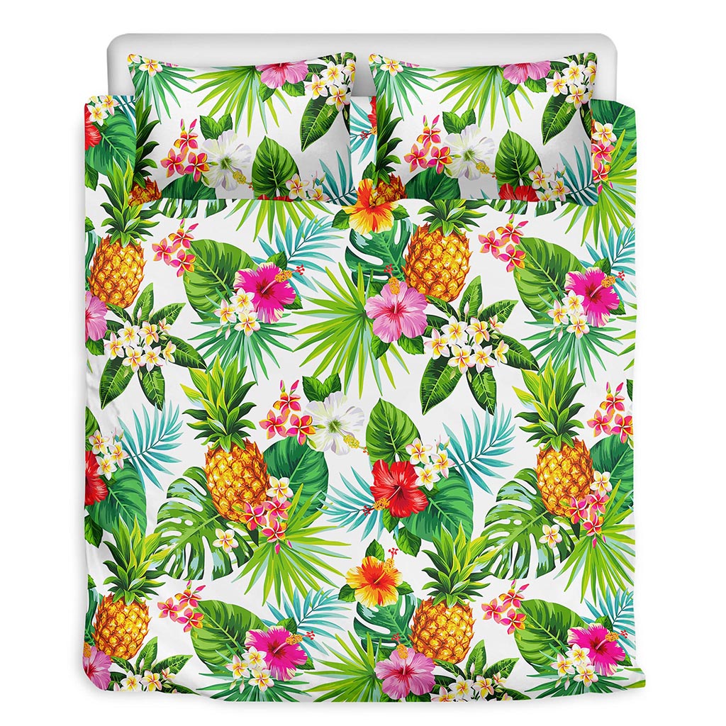 Tropical Aloha Pineapple Pattern Print Duvet Cover Bedding Set
