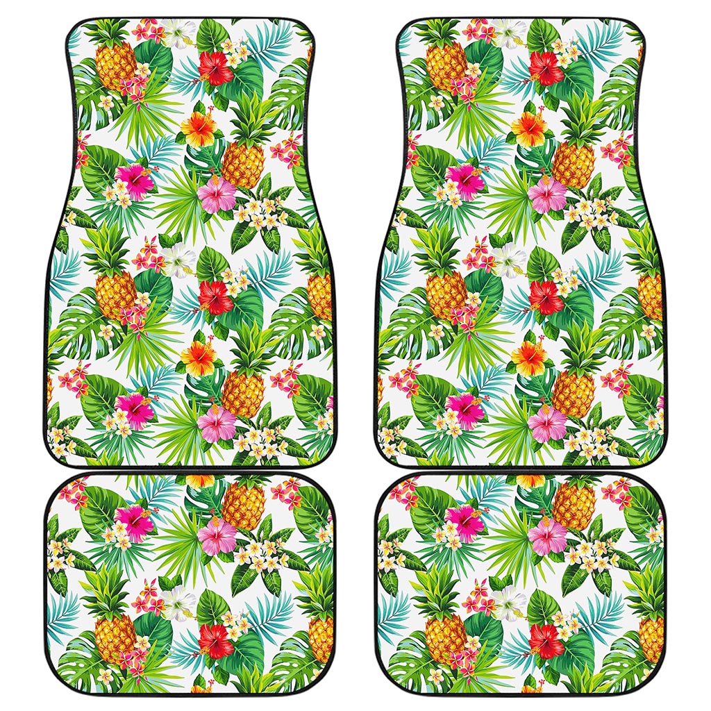 Tropical Aloha Pineapple Pattern Print Front and Back Car Floor Mats