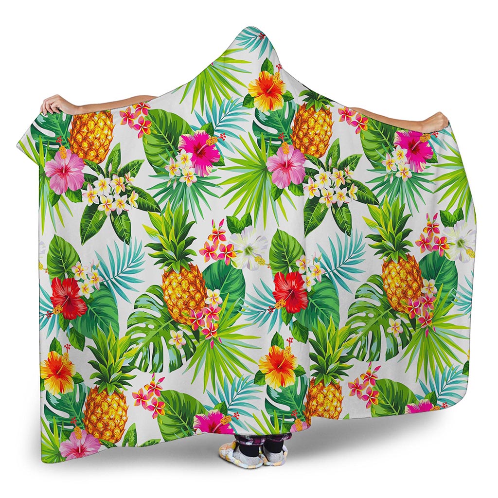 Tropical Aloha Pineapple Pattern Print Hooded Blanket