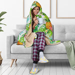 Tropical Aloha Pineapple Pattern Print Hooded Blanket