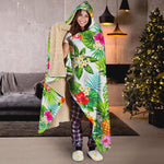Tropical Aloha Pineapple Pattern Print Hooded Blanket