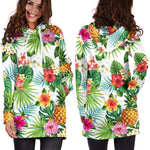 Tropical Aloha Pineapple Pattern Print Hoodie Dress GearFrost