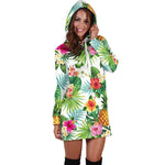 Tropical Aloha Pineapple Pattern Print Hoodie Dress GearFrost