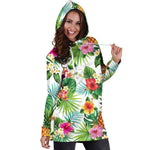 Tropical Aloha Pineapple Pattern Print Hoodie Dress GearFrost
