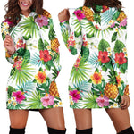 Tropical Aloha Pineapple Pattern Print Hoodie Dress GearFrost