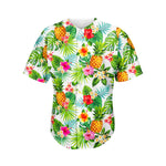 Tropical Aloha Pineapple Pattern Print Men's Baseball Jersey