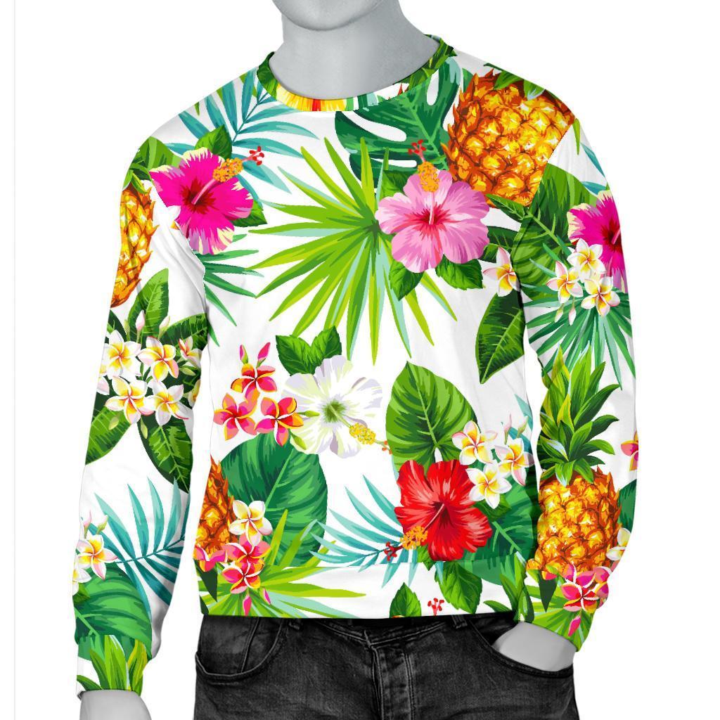 Tropical Aloha Pineapple Pattern Print Men's Crewneck Sweatshirt GearFrost