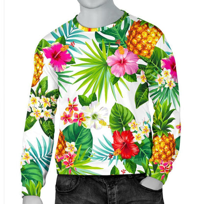 Tropical Aloha Pineapple Pattern Print Men's Crewneck Sweatshirt GearFrost