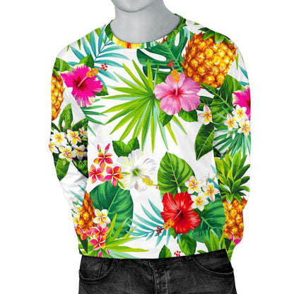 Tropical Aloha Pineapple Pattern Print Men's Crewneck Sweatshirt GearFrost