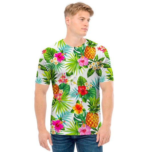Tropical Aloha Pineapple Pattern Print Men's T-Shirt