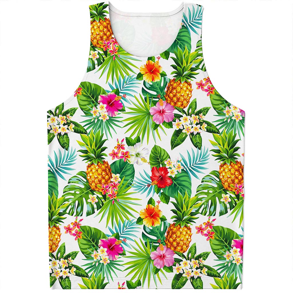 Tropical Aloha Pineapple Pattern Print Men's Tank Top