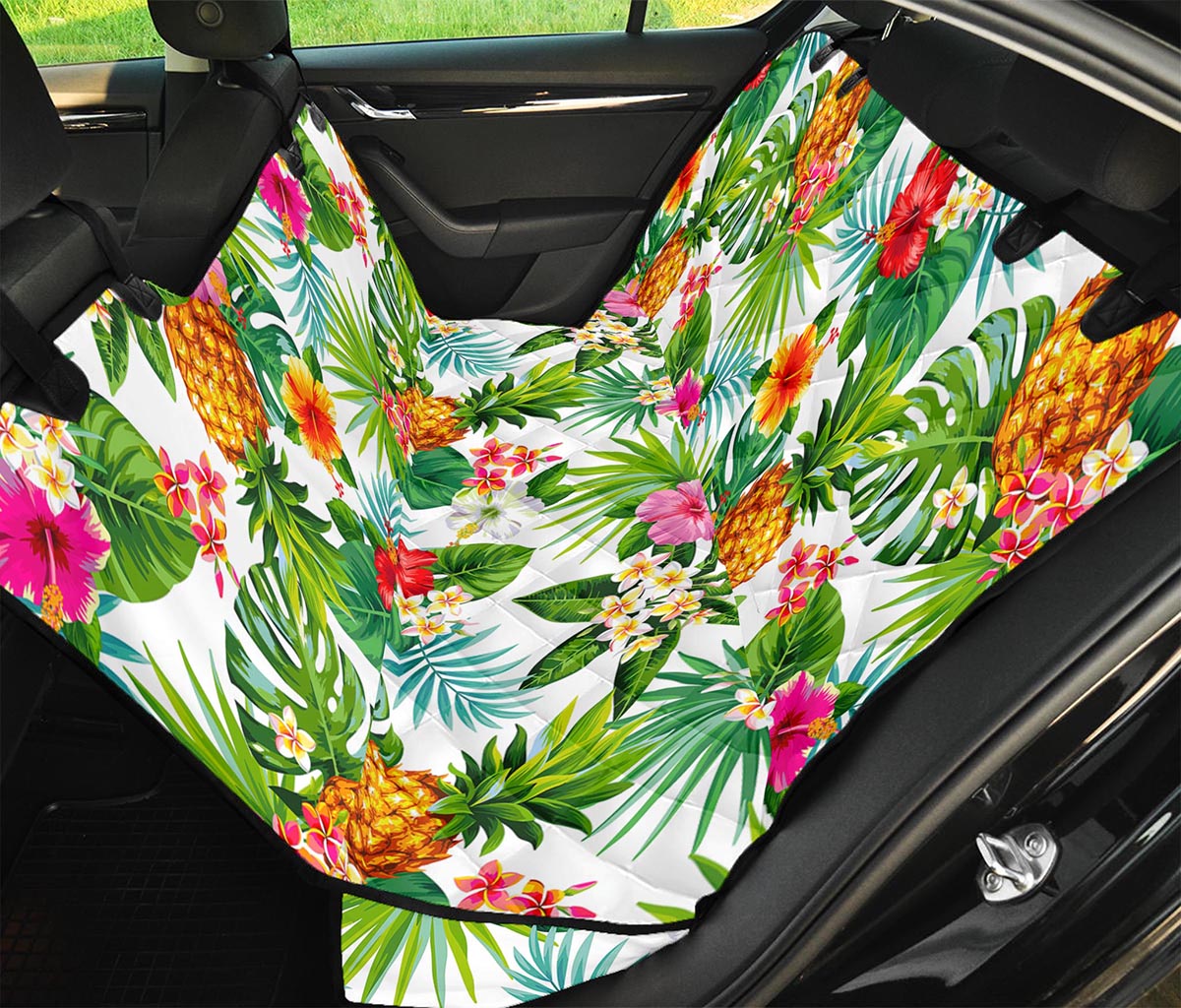 Tropical Aloha Pineapple Pattern Print Pet Car Back Seat Cover