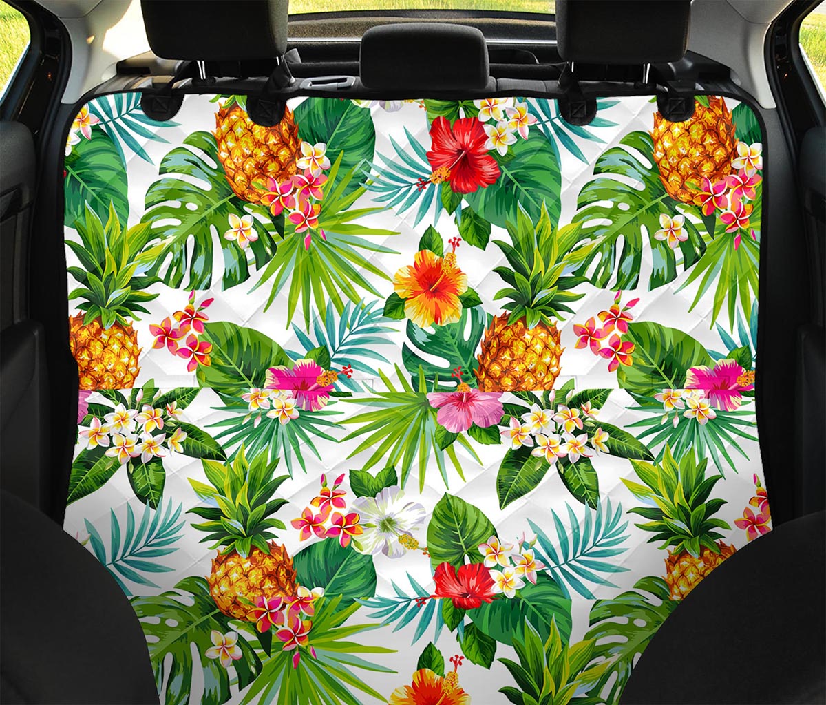Tropical Aloha Pineapple Pattern Print Pet Car Back Seat Cover