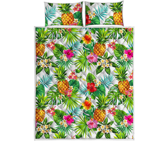 Tropical Aloha Pineapple Pattern Print Quilt Bed Set
