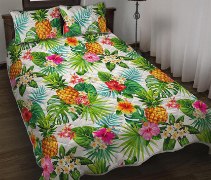 Tropical Aloha Pineapple Pattern Print Quilt Bed Set