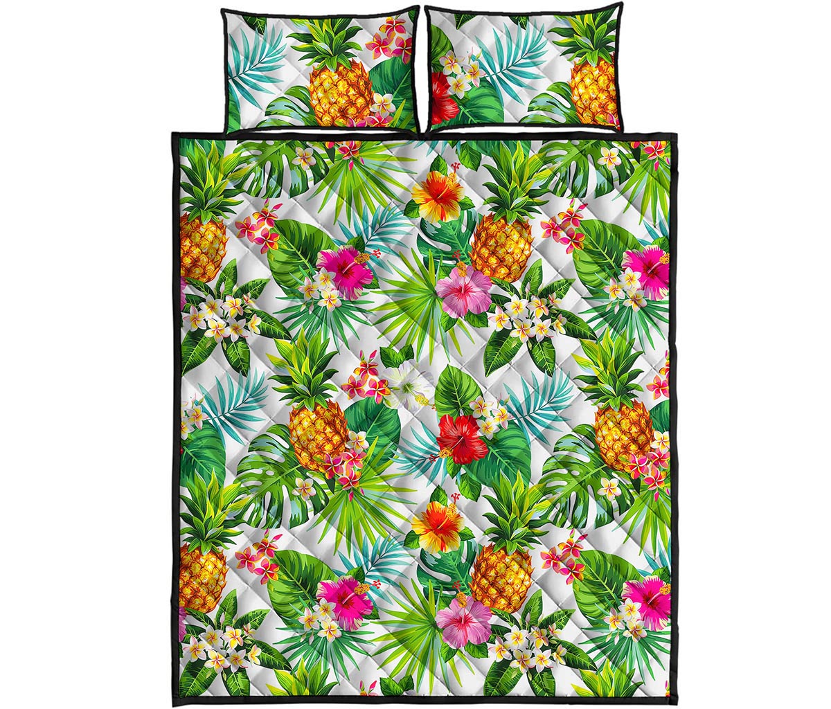 Tropical Aloha Pineapple Pattern Print Quilt Bed Set