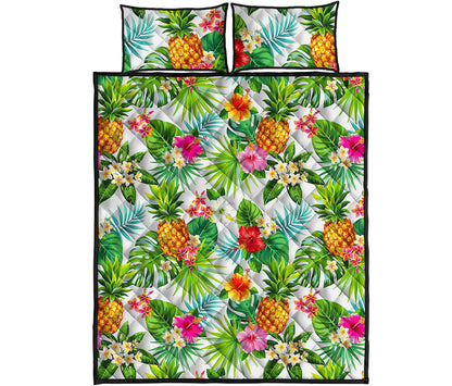 Tropical Aloha Pineapple Pattern Print Quilt Bed Set