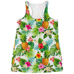 Tropical Aloha Pineapple Pattern Print Women's Racerback Tank Top
