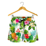 Tropical Aloha Pineapple Pattern Print Women's Shorts