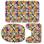 Tropical Alstroemeria Pattern Print 3 Piece Bath Mat Set