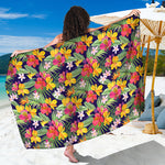 Tropical Alstroemeria Pattern Print Beach Sarong Wrap