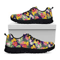 Tropical Alstroemeria Pattern Print Black Running Shoes