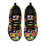 Tropical Alstroemeria Pattern Print Black Sneakers