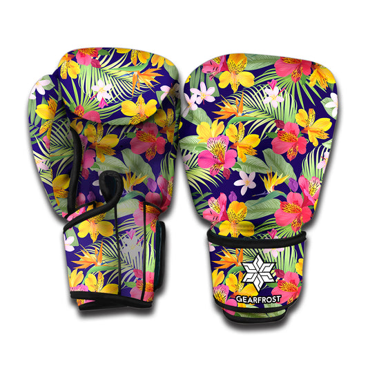 Tropical Alstroemeria Pattern Print Boxing Gloves